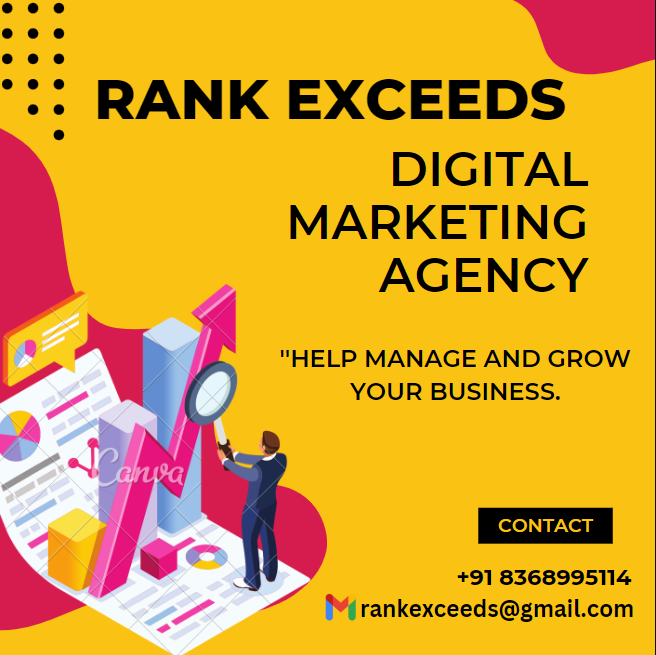 Help Manage And Grow Your Business.

WhatsApp: 8368995114
Email: rankexceeds@gmail.com

#digitalmarketingservices #seoagenc #seoservices #googleadswords #socialmediamanagement #facebookadvertising #instaads #onlinereputationmanagement