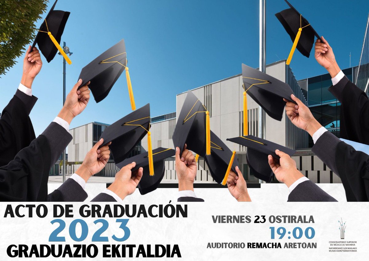 CSMN_Navarra's tweet photo. Zorionak bukatu duzuen guztioi!
Enhorabuena al alumnado que termina en nuestro CSMN!
 
Mañana a las 19:00 acto de graduación en el auditorio Remacha 

#csmn https://t.co/CotOv7mDDj