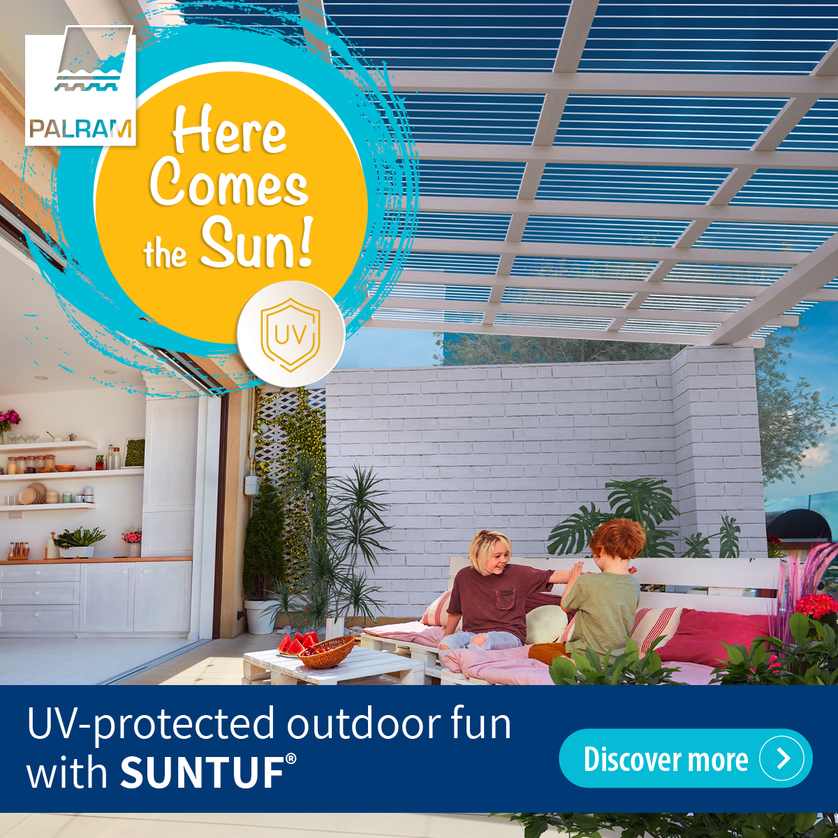 Transform your backyard into an oasis of outdoor fun with SUNTUF polycarbonate roofing. 
Stay protected from UV rays while enjoying sunshine and fresh air. 🏡☀️ 
#BackyardOasis #OutdoorLiving