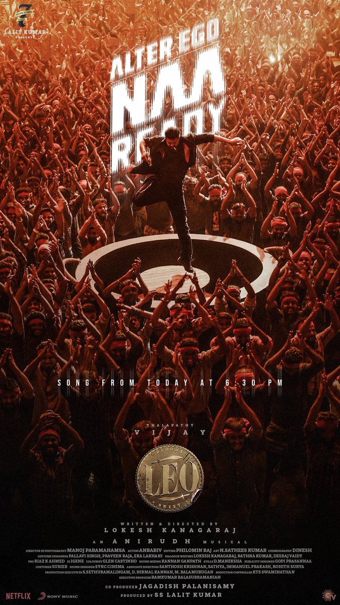 #LEOFirstSingle #NaaReady song will be out at 6:30PM! 
#Leo 🔥🧊