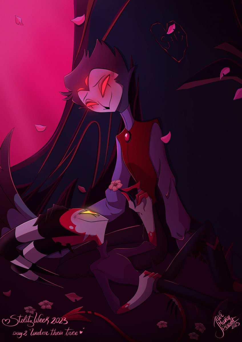 It's finally done! 🥰I know it's very late, but I tried very hard to be able to finish it🥹
Day 2 “ Under their tree” 🌳🦉❤️😈
#StolitzWeek2023 #Stolitz #Blitzo #Stolas #HelluvaBoss