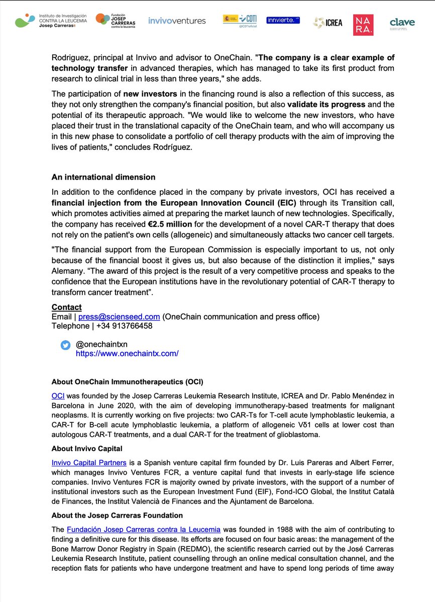 PORTFOLIO NEWS/ It's our pleasure to announce a significant $7M pre-Series A investment in OneChain Therapeutics. The company is just days away from dosing its first patient, FIH is imminent. It may pave the way for many patients to benefit from this innovative treatment.