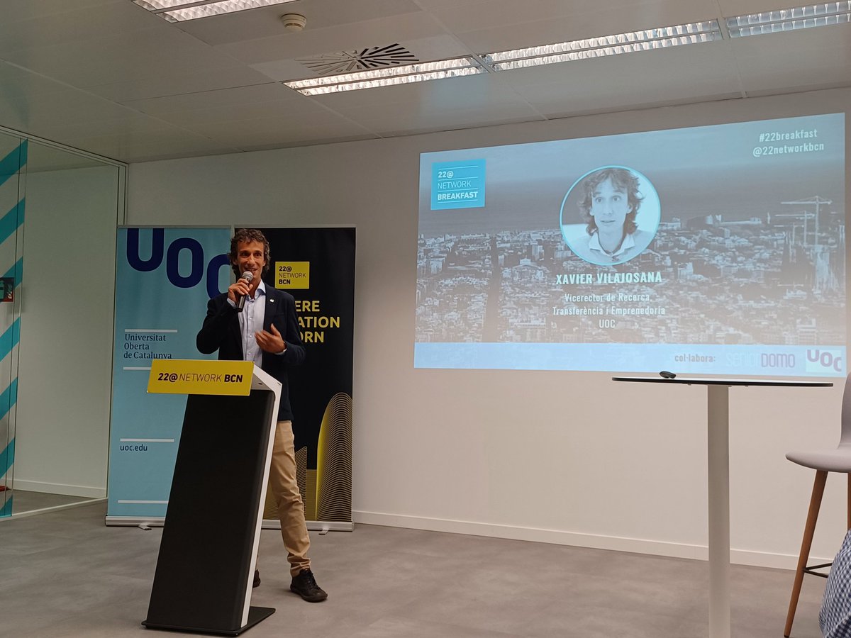 MRieraDuran's tweet photo. Avui celebrem el #22breakfast del @22networkbcn al Hub d'R&I de @UOCuniversitat amb el #vicerector Xavi Vilajosana i @LaiaArnal Directora general de Societat del Coneixement, Transferència I Territori de la @gencat https://t.co/hDTieBOrYz
