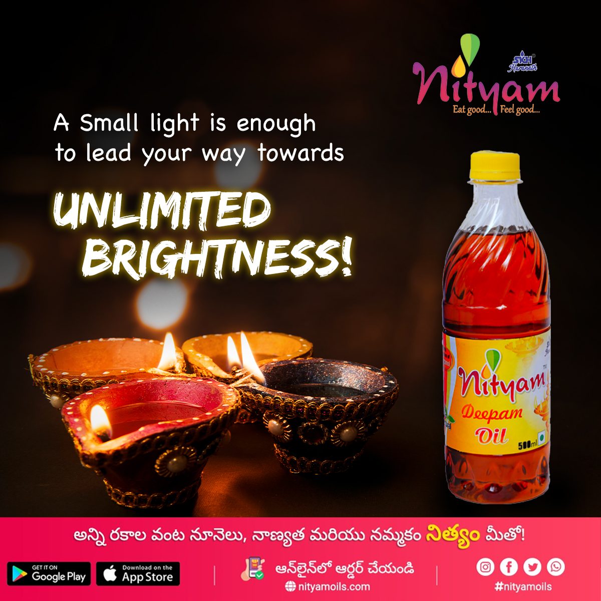 Illuminate your path to boundless radiance and inner devotion with the divine 𝐍𝐢𝐭𝐲𝐚𝐦 𝐃𝐞𝐞𝐩𝐚𝐦 𝐎𝐢𝐥! Let this sacred oil be your guiding light

🌐Buy Online: nityamoils.com 

#NityamOils #OrderNow #DoorDelivery #ShopOnline #PoojaOil #LampOil  #DeepamOil🪔