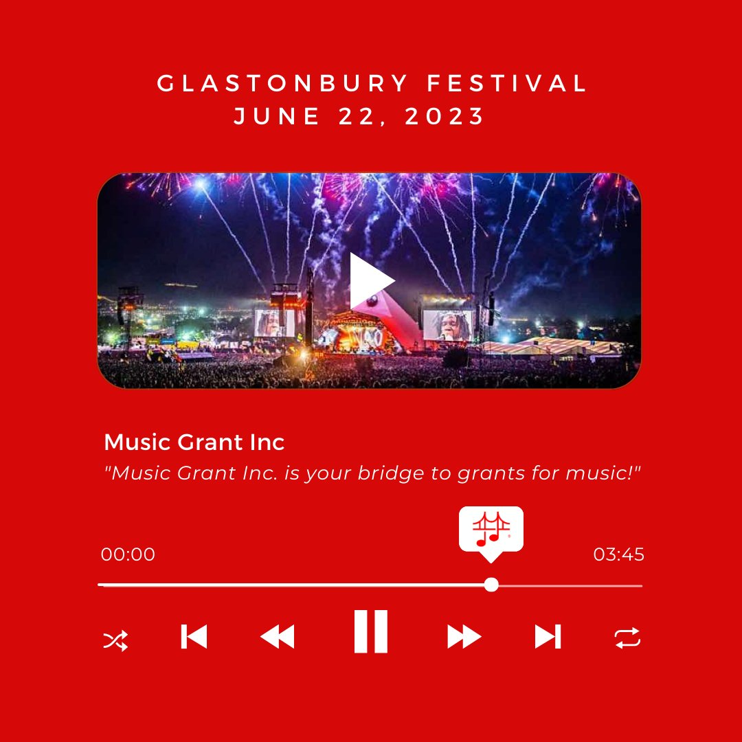 IT'S GLASTONBURY FESTIVAL TIME-UK!

Join Music Grant Inc Team in celebrating the Music Holiday Glastonbury Festival!

Share on 'ALL' social media.

'Music Grant Inc is your bridge to grants for music!'

#MusicGrantInc #MusicGrant #Bridge #Music #Funding #Gap #Global