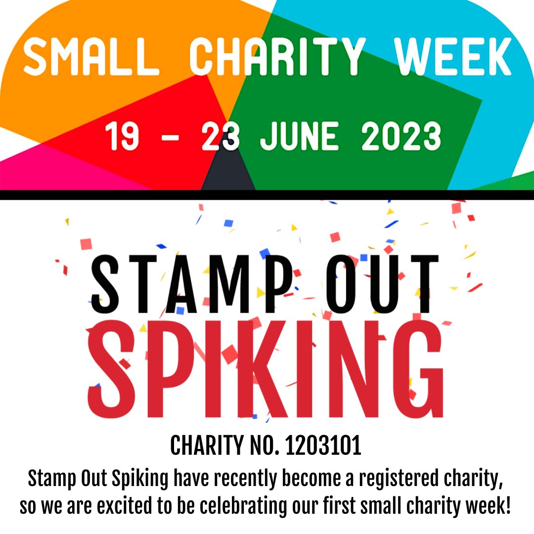 Stamp Out Spiking are incredibly excited to celebrate our first #smallcharityweek, as we have recently become a registered charity! (No. 1203101)

Thank you so much to everyone who's supported us over the years ❤️

#smallcharitiestogether #stampoutspiking #charity #spiking