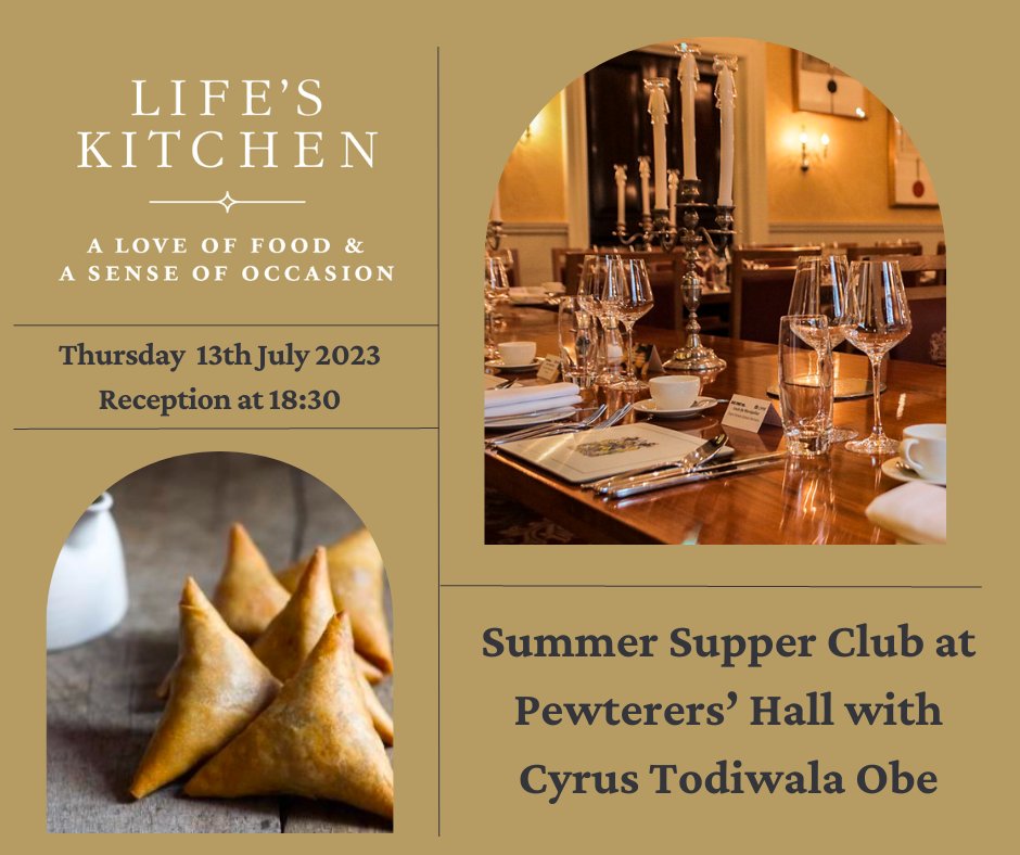 There are still tickets available for the Summer Supper Club at Pewterers' Hall with Cyrus Todiwala Obe - BOOK NOW before it is too late!

#celebritychef #indianfood #saturdaykitchen #supperclublondon #londonvenue #liveryhall #eventslondon