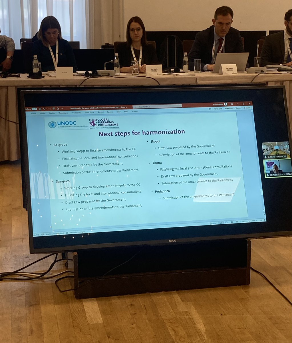 Mr @dimov_diman Team Leader/Crime Prevention & Criminal Justice Officer,
@UNODC_Firearms accounted for the compliance by the #WesternBalkans jurisdictions with the #FirearmsProtocol, & the overview of the next key steps regarding the processes #SaferRegion #ParliamentaryActionWB