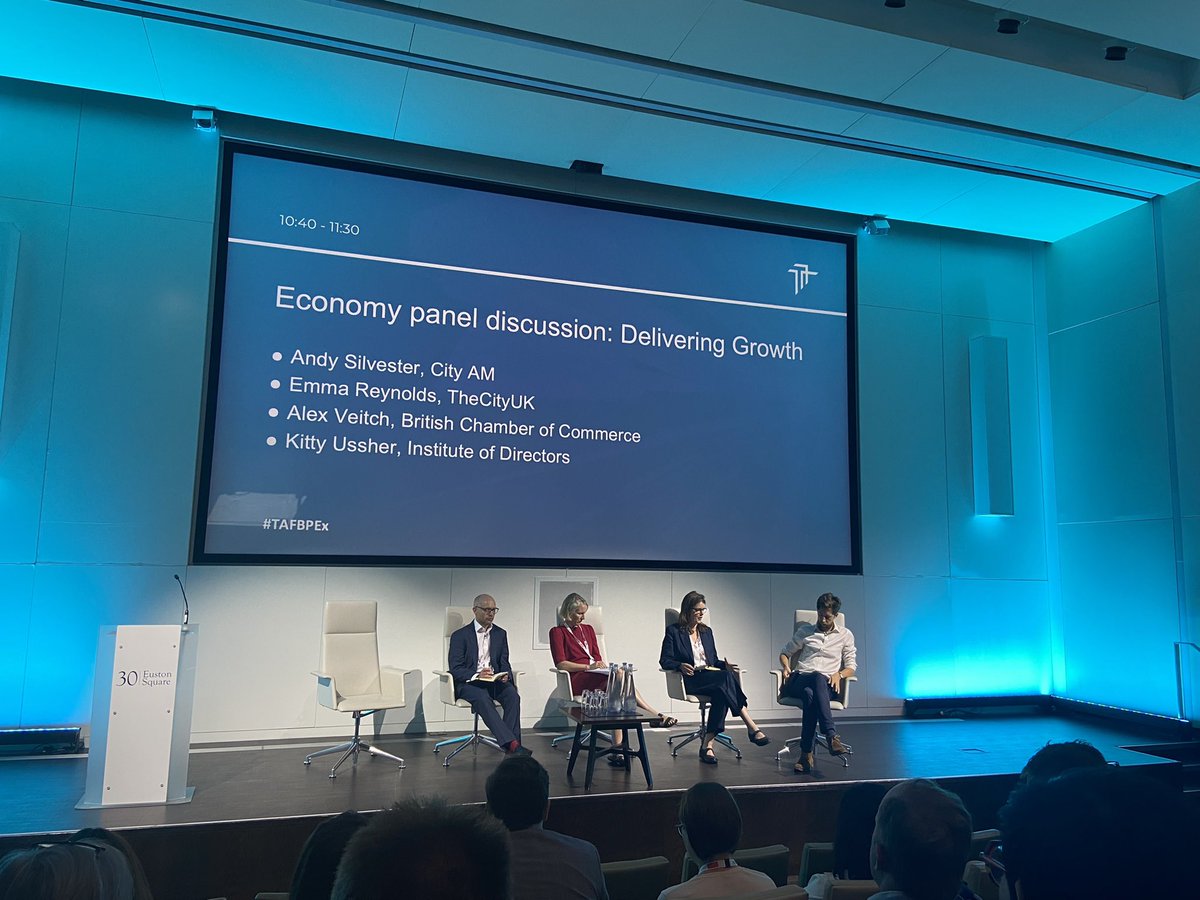 Fascinating panel discussion on the state of the economy at the CIPR-sponsored <a href="/TAForum/">Trade Association Forum</a> #TAFBPEx.

<a href="/kittyussher/">Kitty Ussher</a> from the <a href="/The_IoD/">IoD</a> explains “the crazy external environment” is keeping business leaders up at night but most still planing for growth.