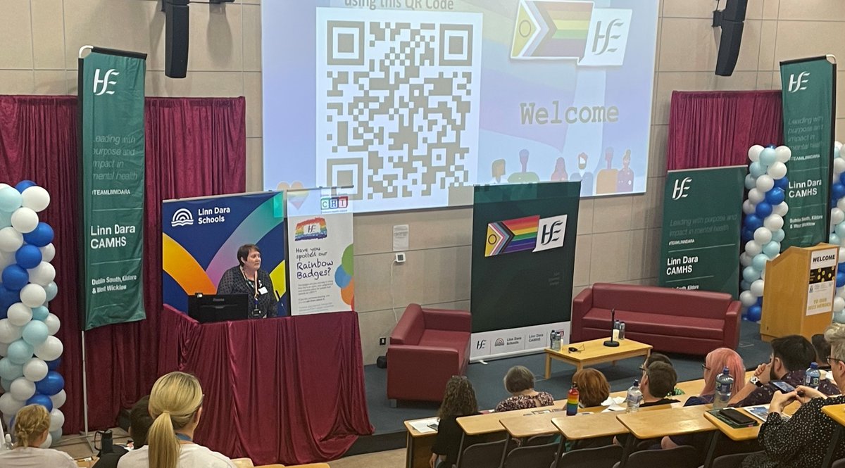 Today is a Day of Rainbows 🏳️‍🌈 Connecting together for LGBTIQ+ young people. Our CEO @MaryOKellyOT gives an opening welcome to everyone. A great day ahead exploring human stories together with @LinnDaraSchools and @CHI_Ireland