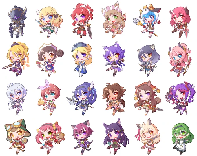 同じ向き、同じ足のポーズでプリコネキャラ全員描けました!#プリコネR