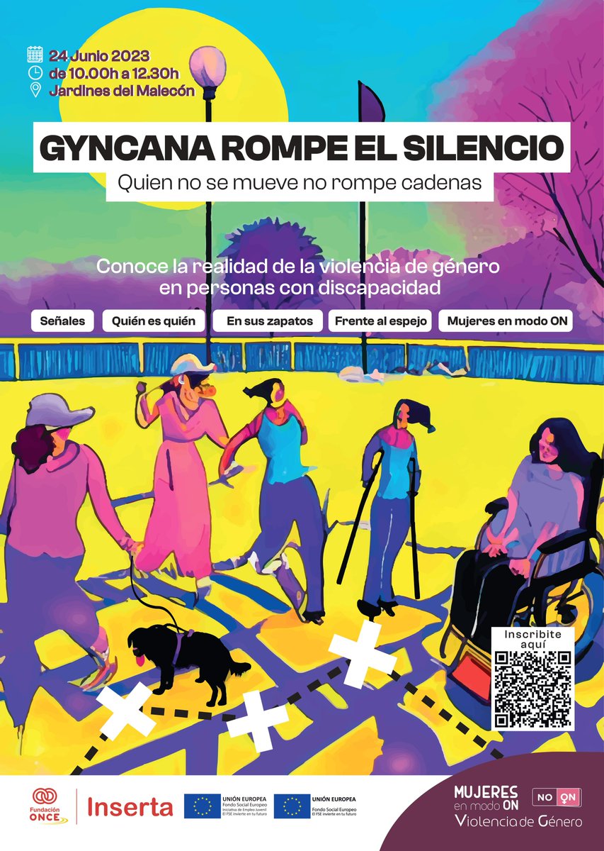 🏵️Gyncana para visibilizar y concienciar sobre la especial vulnerabilidad de las #mujeres con discapacidad víctimas de #ViolenciaDeGenero 

 📆Sábado, 24 de junio, Jardines del Malecón de #Murcia, ⏲️10 a 12.30 horas

🖍️entradium.com/events/gymkana…

#insertaempleo  #FundaciónOnce