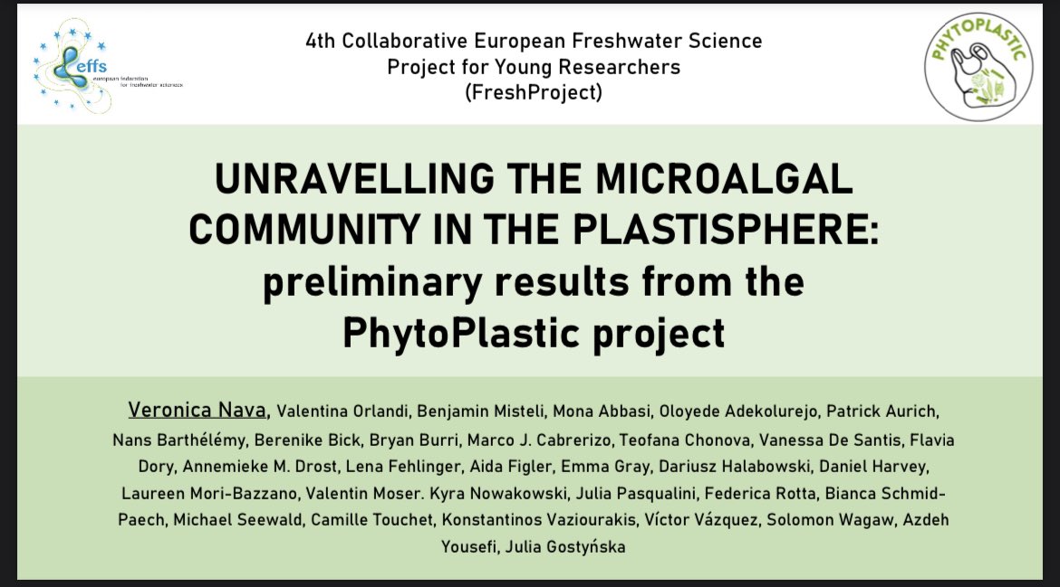 If you want to know more about our project and the microalgal component of the #plastisphere, check out our presentation today at #SEFS given by <a href="/veronicanava21/">Veronica Nava</a>. 3.45pm, RS15, Room G.41. 

<a href="/EFFS_EFYR/">EFFS EFYR</a>