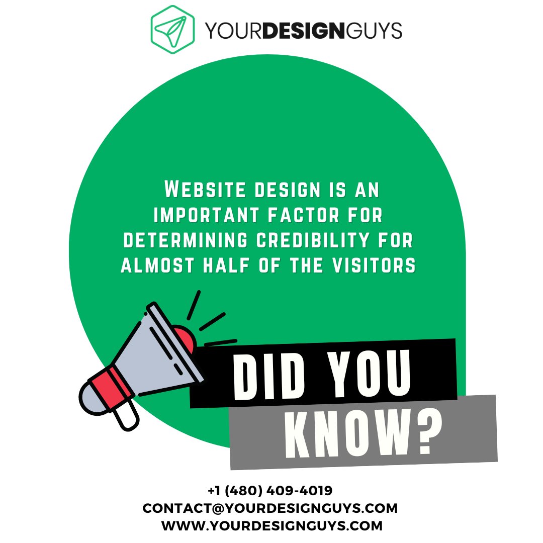 YourDesignGuys's tweet image. Did you know that website design plays a crucial role in establishing credibility? Studies show that nearly half of all visitors judge a #websitescredibility based on its design. Invest in a well-designed website today &amp;amp; watch your online presence soar.
#WebDesignMatters