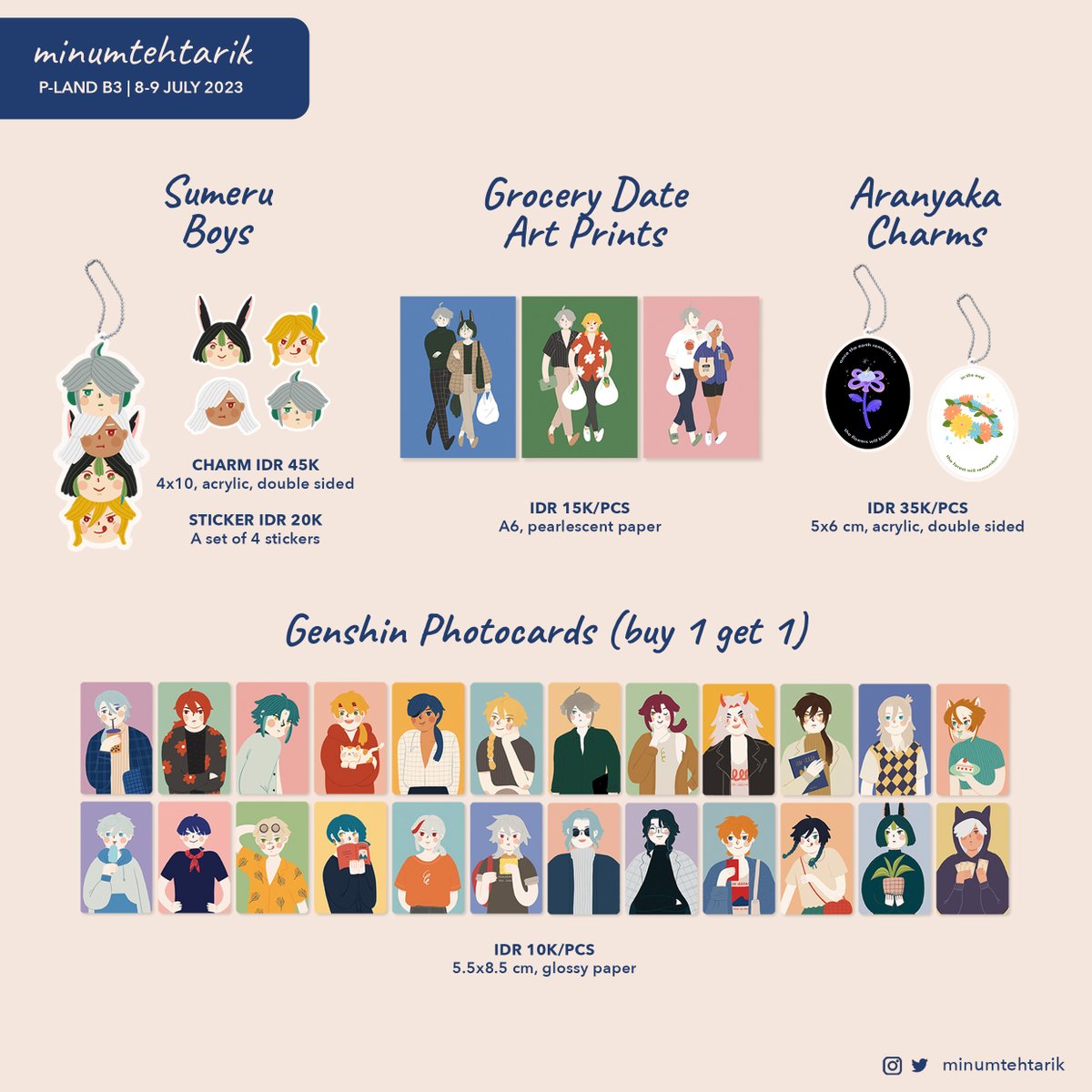 minumtehtarik's tweet image. Katalog minumtehtarik
8-9 july 2023 @ P-LAND B3

🌿 original, baek yerin, newjeans, svt, woodz, genshin, jjk, sxf
🌿 pickup at @plandartmarket ✅ mail order ✅
🌿 open po 22-25 june 2023: bit.ly/pominumtehtarik

#PLANDVol2_Fanshop #PLANDVol2_FanshopCatalog