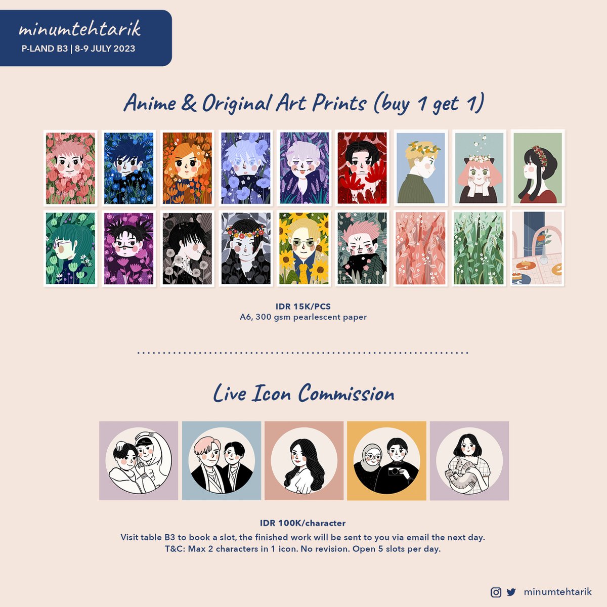 minumtehtarik's tweet image. Katalog minumtehtarik
8-9 july 2023 @ P-LAND B3

🌿 original, baek yerin, newjeans, svt, woodz, genshin, jjk, sxf
🌿 pickup at @plandartmarket ✅ mail order ✅
🌿 open po 22-25 june 2023: bit.ly/pominumtehtarik

#PLANDVol2_Fanshop #PLANDVol2_FanshopCatalog