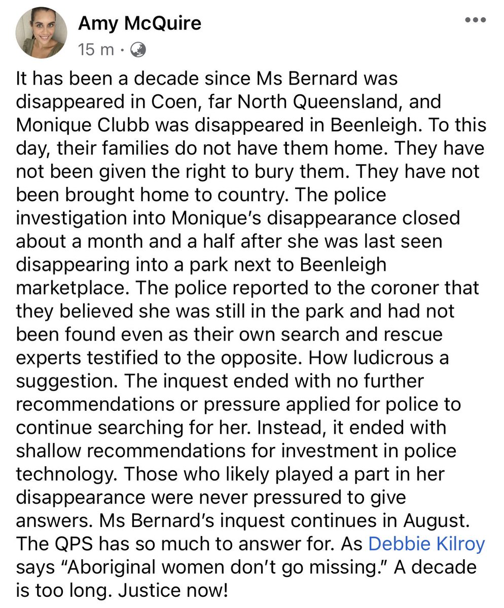 It has been ten years since Monique Clubb was disappeared on 22 June 2013. Ten years and no answers. Ten years since Ms Bernard was disappeared. Their families still long for them to return back to county