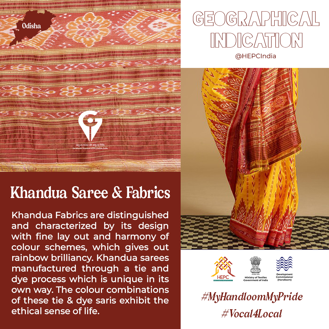 #weavesofindia #GITag #handloom #Vocal4Local #Odisha #orissa #Khandua #saree #fabrics #SustainableLiving #AzadiKaAmritMahotsav

@TexMinIndia @DoC_GoI @incredibleindia

Image source: @myntra