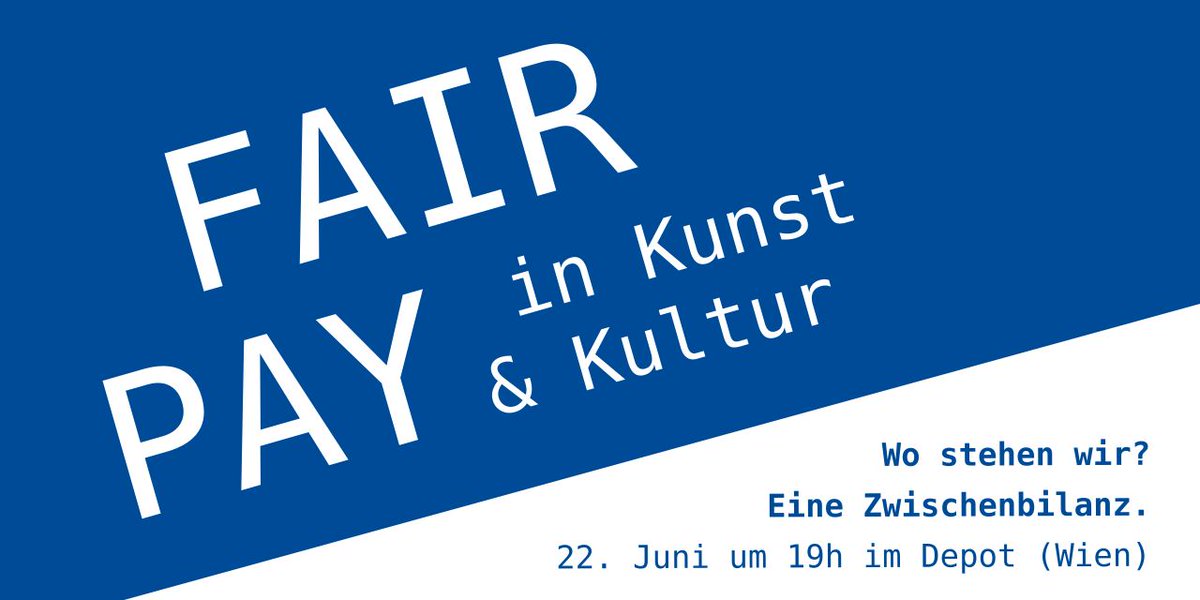 Heute: Zwischenbilanz zu #FairPay in Kunst und Kultur in Österreich.

Um 19h im Depot, Breite Gasse 3, 1070 Wien; oder im Livestream

kulturrat.at/podium-fair-pa…
depot.or.at/programm/#fair…