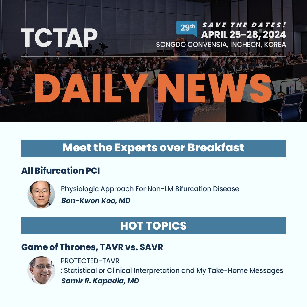 summitmd_cvrf's tweet image. 📰Check out the updated articles from #TCTAP2023 Daily News:
✔️Physiologic Approach in Bifurcation Strategy
✔️Interpreting the &apos;PROTECTED-TAVR&apos; Trial

🔗Read the article: bit.ly/42PWY5I
🔗Watch the lecture: bit.ly/3ohhU6C