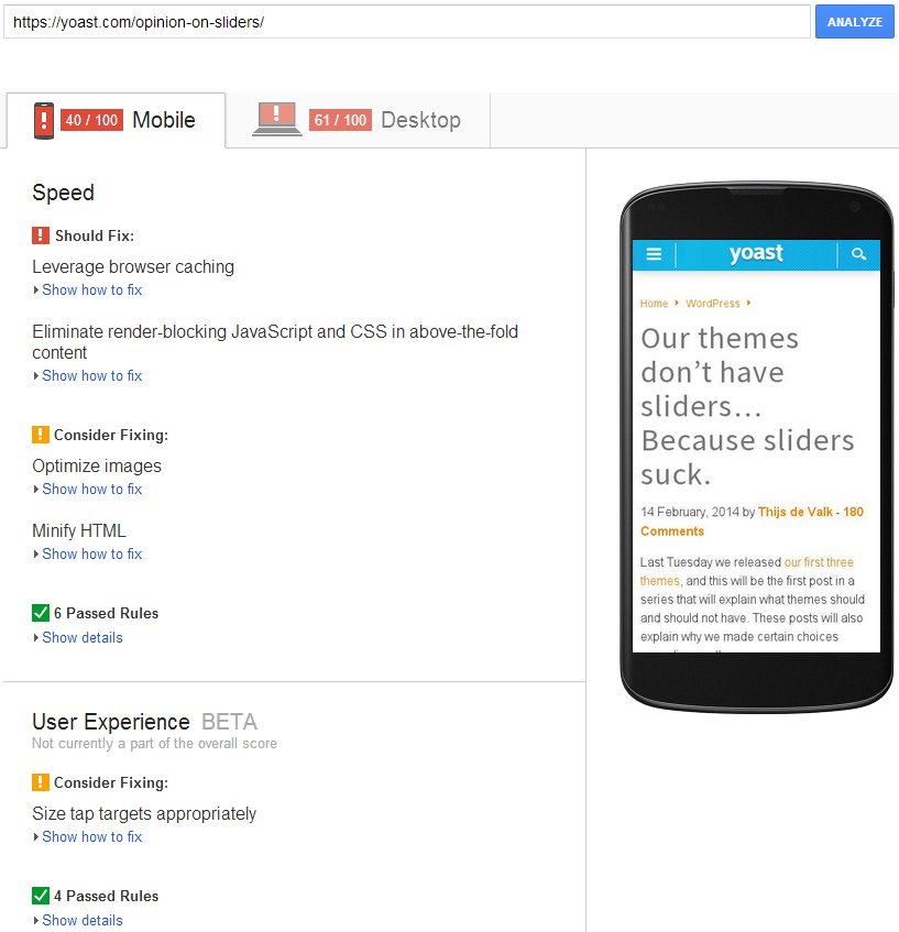 The #Yoast Google PageSpeed Insights results are awful, only 40/100 for mobile devices! Not much better for desktop results 61/100. seo-gold.com/?p=3605