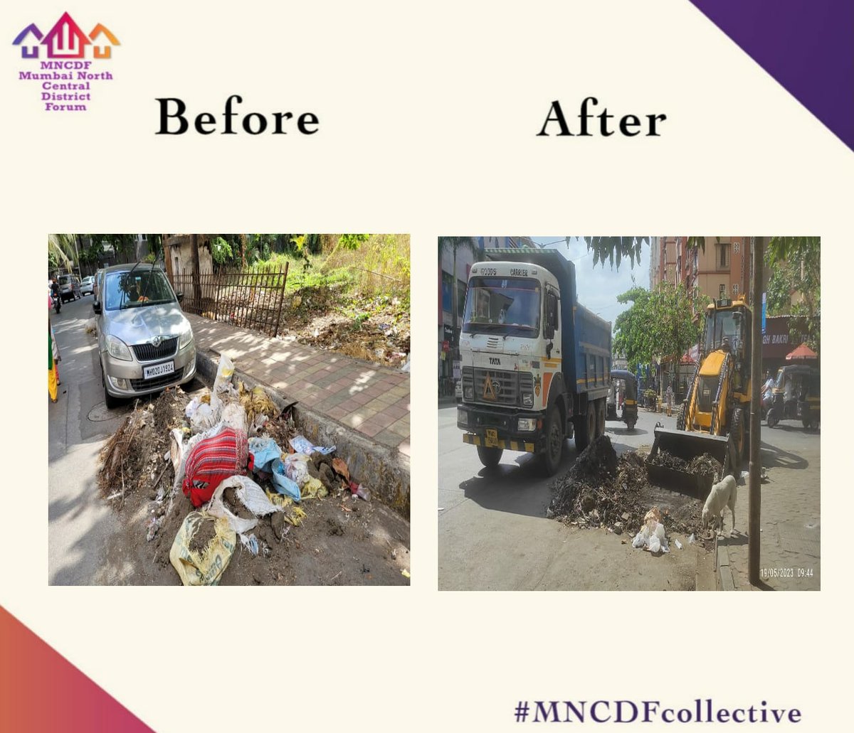 Illegally dumped garbage along with silt from drainage near Mahavir Nagar,near Bhoomi Apt, Kandivali West, was cleared by @mybmc after official complaint was made by #MNCDFcollective member @AlertCitizen5 ! We welcome the action & efforts of our team towards Citizen Welfare.