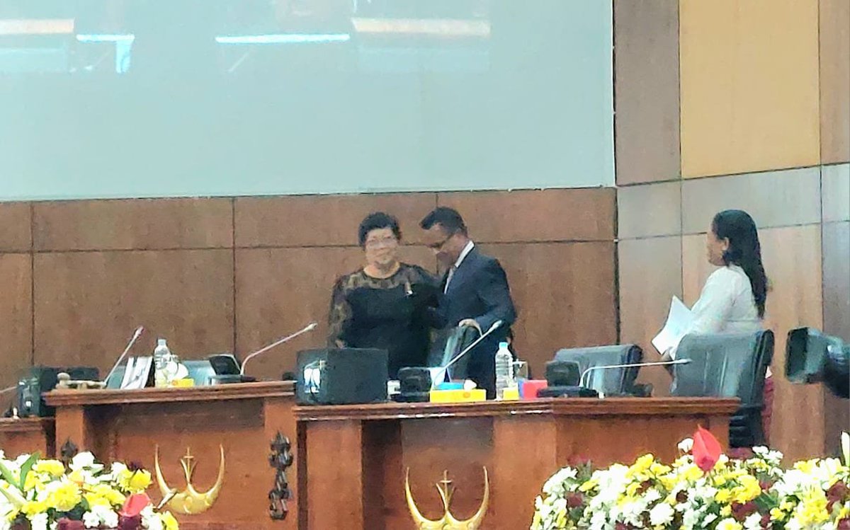 UNTimorLeste's tweet photo. "Congratulations to VI Legislature on inauguration &amp; to Excellency Maria Fernanda Lay as the first-ever President of Parliament in #TimorLeste. Honoured to witness this historic moment. @UNTimorLeste stands committed to supporting the people &amp; Govt of Timor-Leste." UN RC @FunmiB https://t.co/YNkR58Lebe