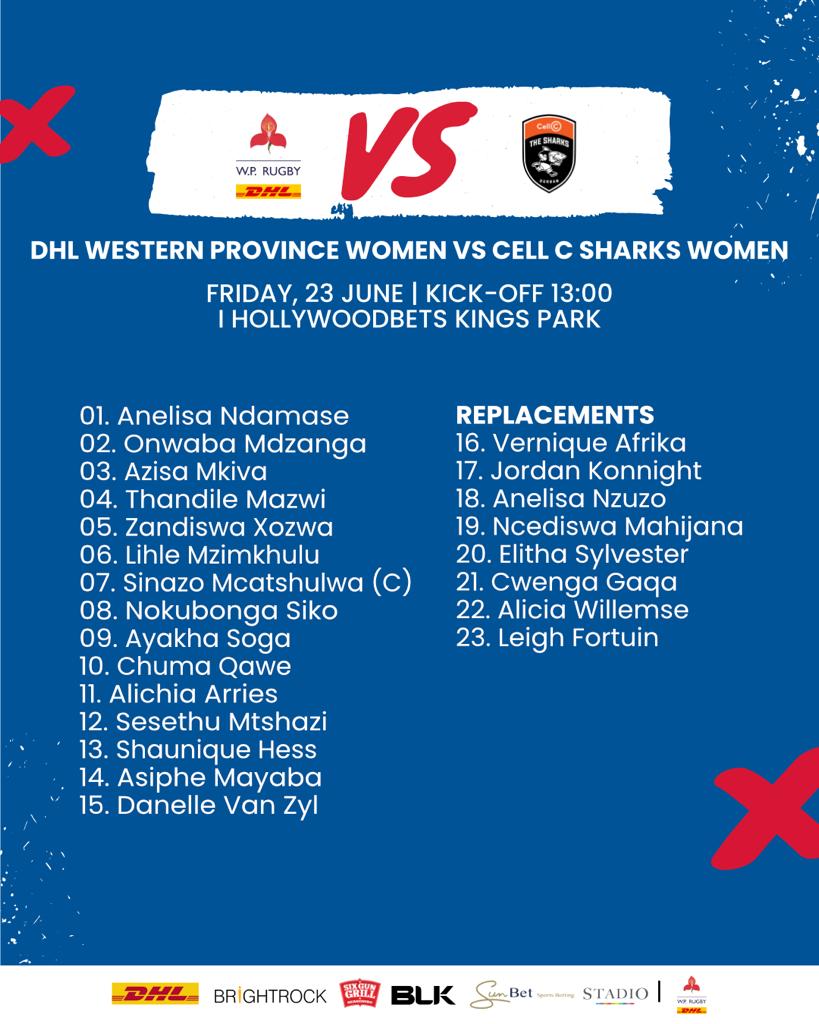 The DHL WP Women's team that will wear the blue and white hoops in a coastal clash in Durban on Friday. 🔵⚪️ #wpjoulekkerding #dhldelivers