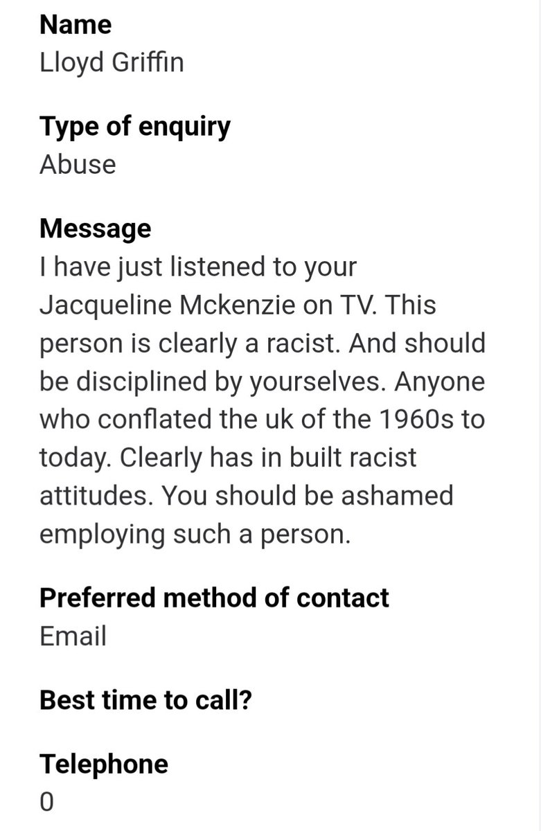 Happy Windrush Day. 

Here's the sort of thing that gets sent to my employer every time I speak out on an issue involving immigration, migration, deportation, Windrush, race, culture... 

I actually receive far worst.

#Windrush75 
#WindrushGeneration 
#WindrushDay