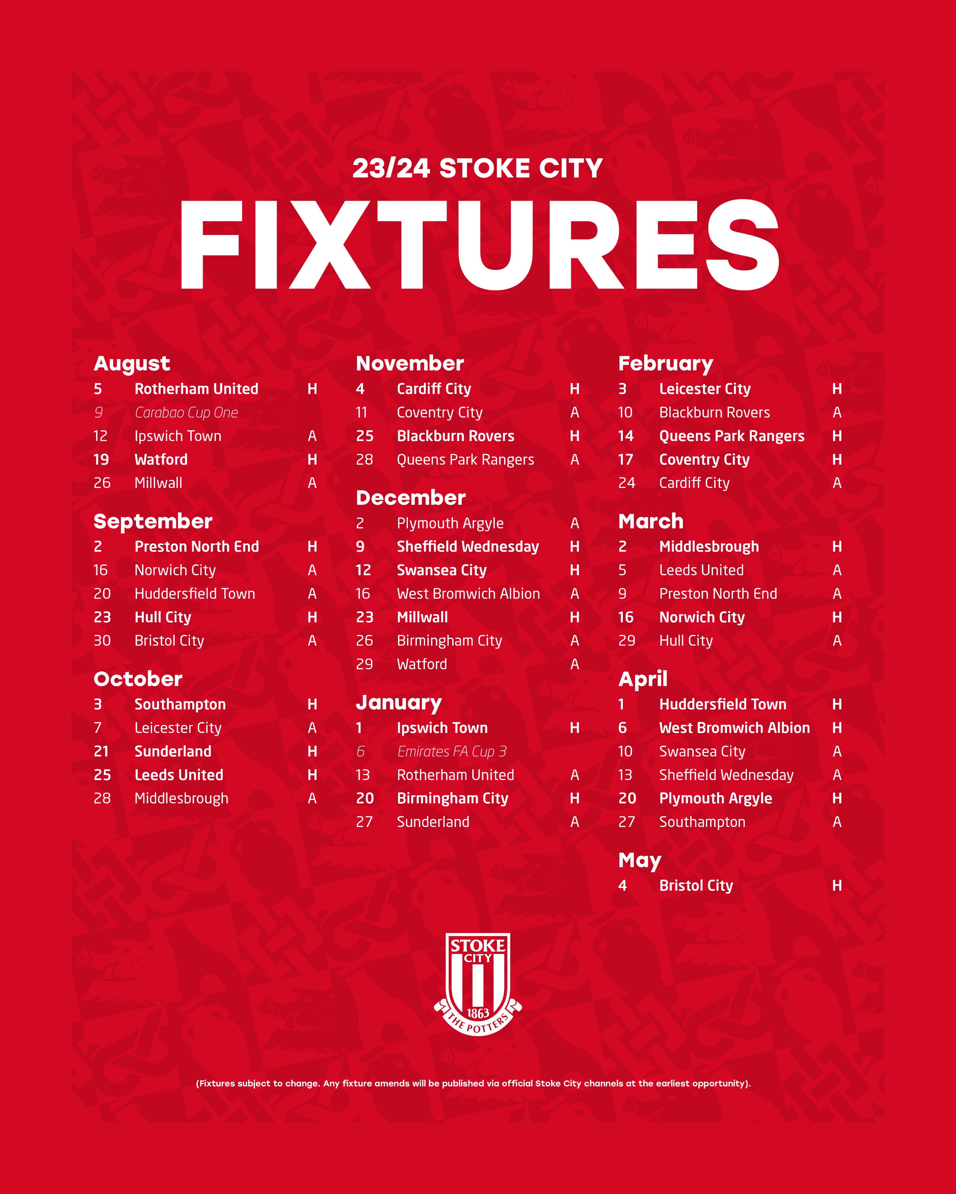 Stoke City FC on Twitter "Our 2023/24 fixtures are here! 📋 https//t