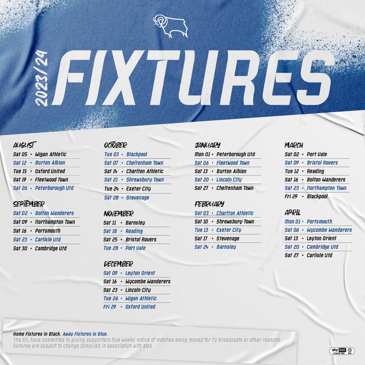 dcfcofficial's tweet photo. Our 2023/24 league fixtures have been confirmed!
Wigan Athletic will pay us a visit on the opening day of the campaign! โฝ๏ธ๐๏ธ
#DCFC #dcfcfans