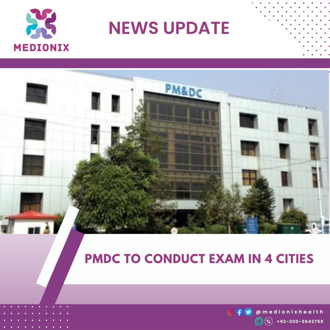 MedionixComm's tweet photo. PMDC to hold National Registration Examination (NRE) for foreign medical and dental graduates in August. NRE is a vital step for licensure or registration in their respective disciplines. Four major cities in Pakistan will host the exam. https://t.co/pqAamfNags