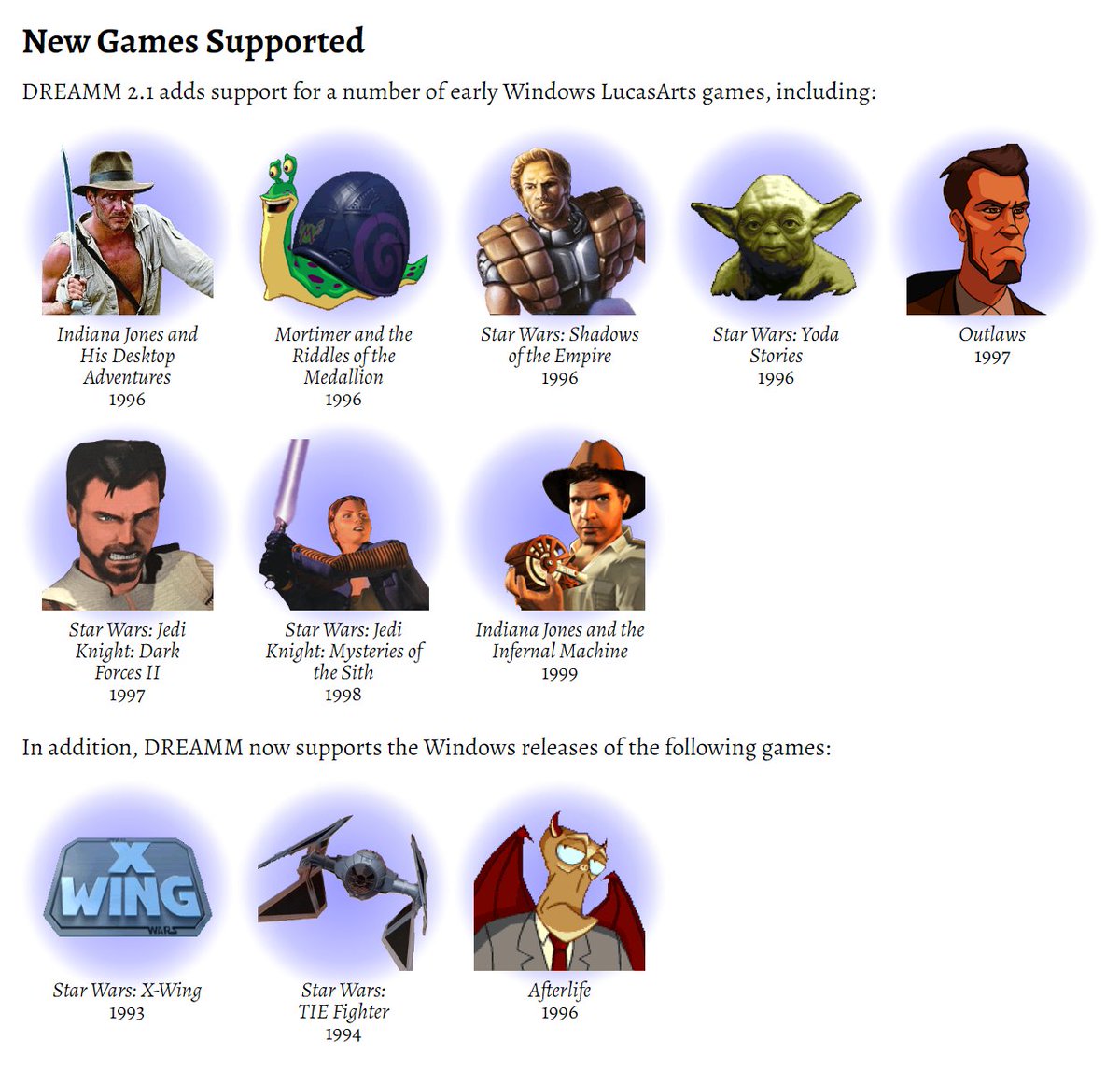 danielalbu's tweet photo. Beta version 2.1 of Aaron Giles's (@aaronsgiles) LucasArts emulator DREAMM is now available!
https://t.co/QEWWPWsTQV

Now with Linux support!

Also, check out the new supported games: https://t.co/KMblYeQnlw