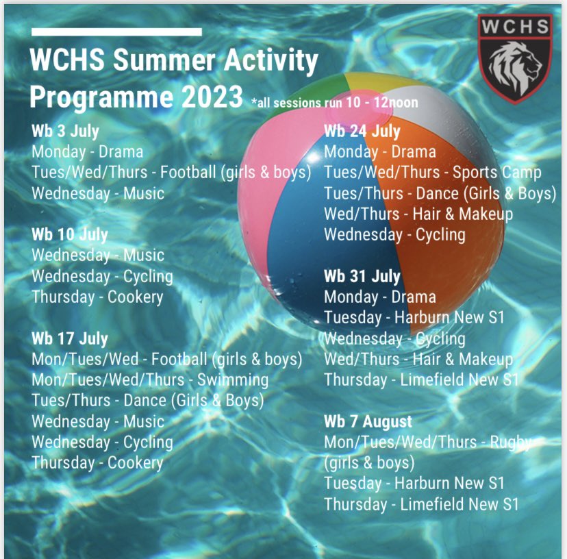 Only 5 days remaining for all S1/2/3 pupils to apply for places on our summer activity programme. Don’t miss out - there are lots of fantastic free activities on offer! @ParkheadS @MidCalder_PS @eastcalder_ps @Calderwood_Pri @stmaryspolbeth @AddiewellPS @WoodmuirP