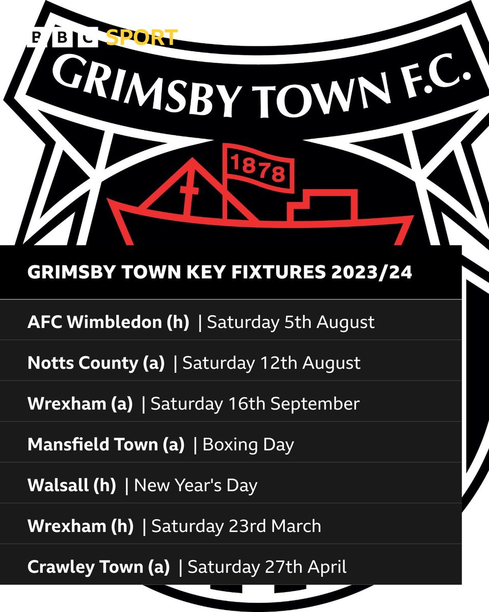 ⚽️ FIXTURE RELEASE DAY

⚫️⚪️ @officialgtfc's schedule for the 2023/24 season has been released.

📃 Here are some of the key games 👇

➡️ Full fixture details here - bbc.in/44a9jls

#gtfc | #FixtureReleaseDay | #BBCFootball | @RadioHumberside