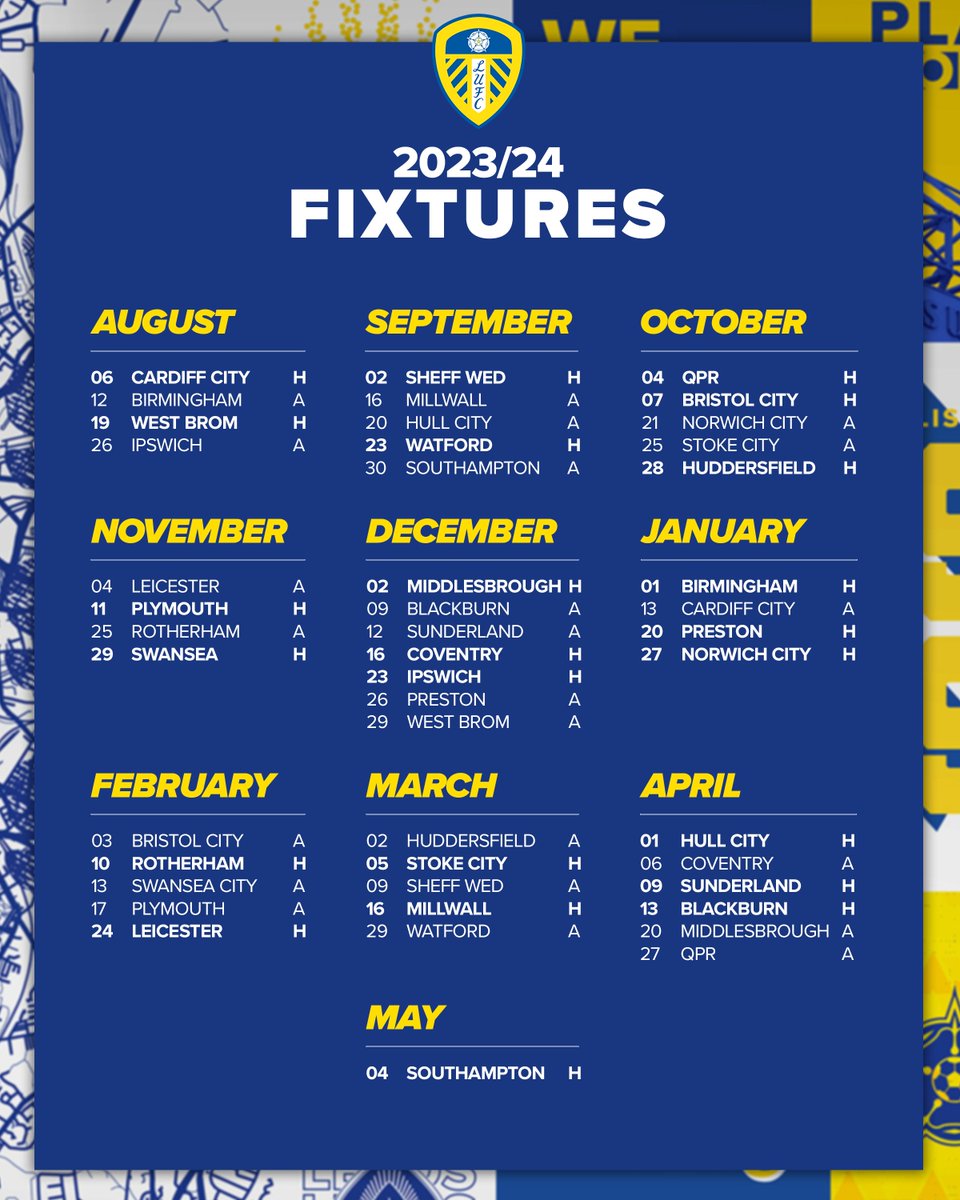 📅 Your 2023/24 #LUFC Fixtures...