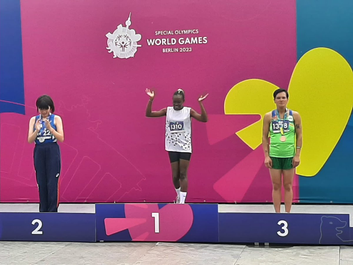 It is gold for Kenya in the 1500m women race at the #SpecialOlympicsWorldGames2023 in Berlin courtesy of Irene Ngina. Another  champion from Makueni!