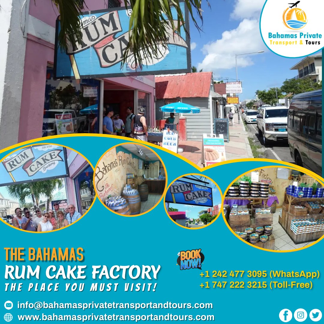 BahaTransnTours's tweet photo. Indulge your senses in the exquisite flavors and rich history of our renowned Bahamas Rum Cake Factory tour in Nassau—a captivating experience that will leave you craving for more!

#RumCakeFactory #Bahamas #Nassau #Island #Tour #Travel #DayTrip #Transport #Transfer #NassauTours https://t.co/rHVYglsNBn