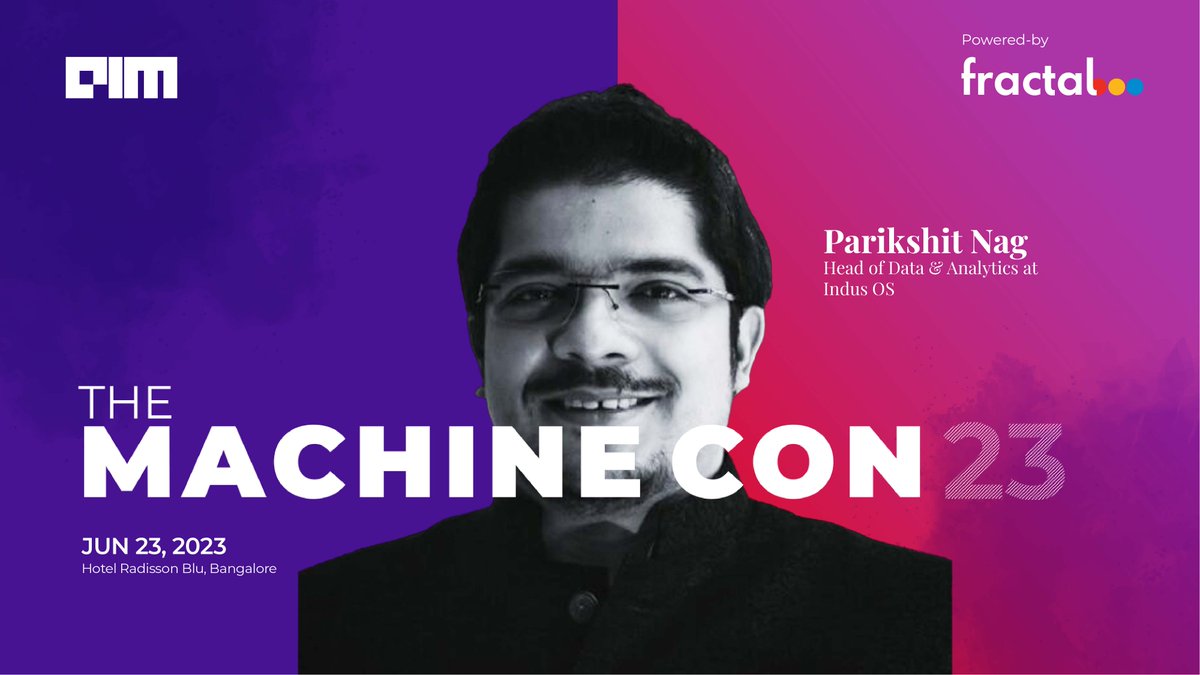 Analyticsindiam's tweet image. #MachineCon23 | June 23 | Bangalore
We are thrilled to announce that Parikshit Nag, Head of Data &amp;amp; Analytics at @indusos, will be joining us for an engaging panel discussion at MachineCon 2023.

Details- lnkd.in/gs65UPci

#machinelearning #analytics #artificialintelligence
