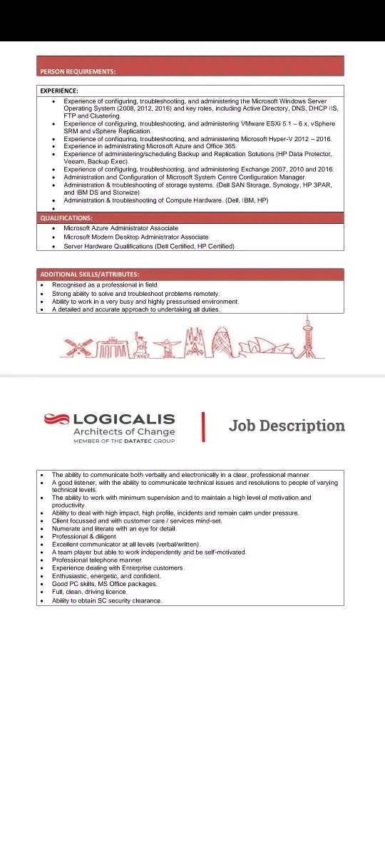 Logicalis SA are looking for a Junior Network and Compute Engineer to join the team in the Randfontein, Carletonville, Klerksdorp, or Welkom area. 

To apply for the position, please email your CV to lsa.recruitment@za.logicalis.com