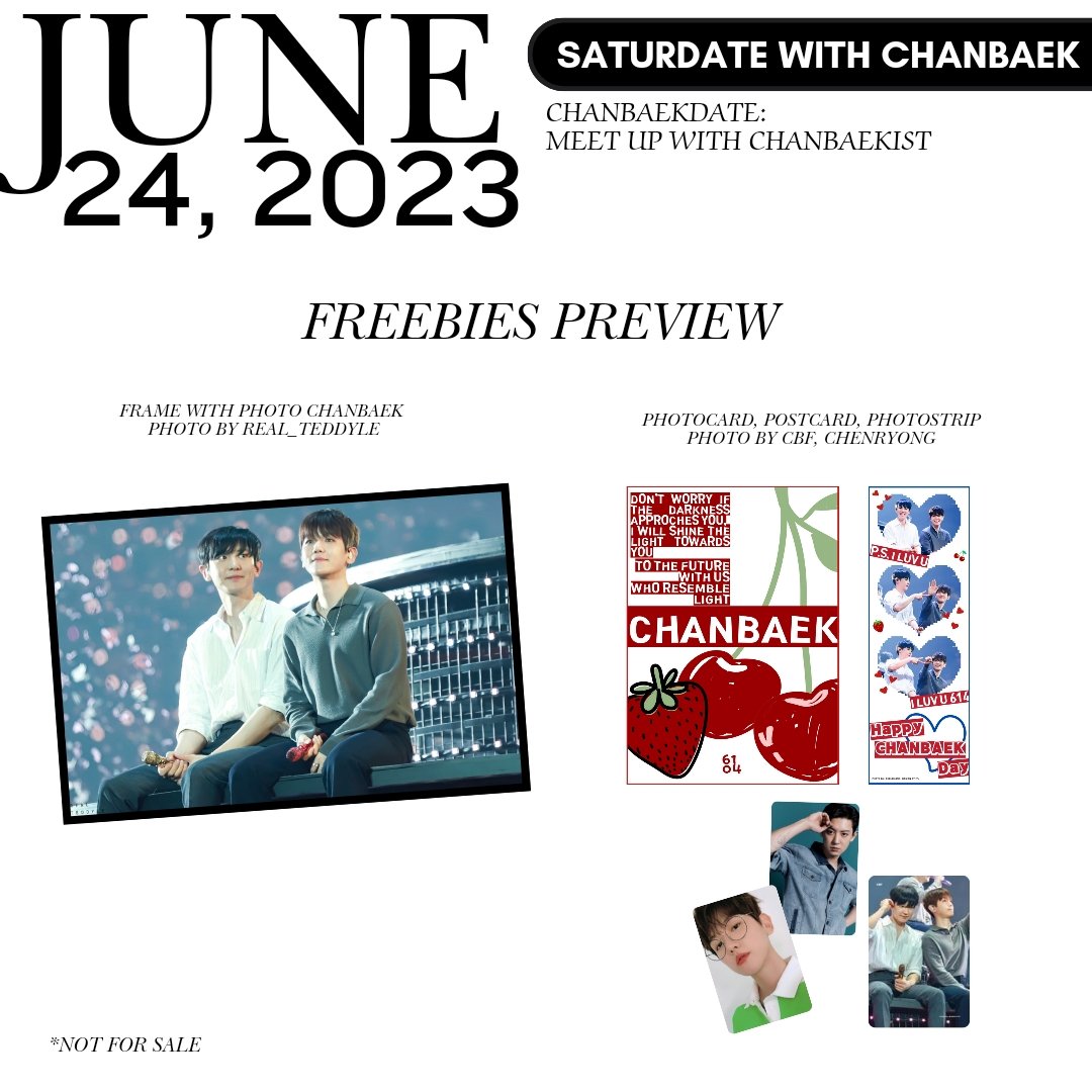 614seasons's tweet photo. Happy Chanbaek Day - Mini Event

🍓Saturdate with Chanbaek🍒
📂 Freebies Preview

📅 June 24, 2023 - Jakarta
Afternoon Tea, 2pm - 4pm Exquise Patisserie Gunawarman

Dinner Party, 6pm - 8pm Haidilao Grand Indonesia

See u on Chanbaekdate! 🫶✨️ https://t.co/S9G4nQUpTh