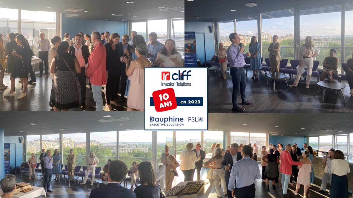10 ans ça se fête ! Retour sur la soirée d'anniversaire des 10 ans des formations <a href="/ircliff/">Ircliff</a> / <a href="/Paris_Dauphine/">Université Paris Dauphine - PSL</a> 👉 linkedin.com/feed/update/ur…
👏<a href="/ercmaya/">eliane rouyer</a> <a href="/BAOxibar/">Bruno Oxibar</a> <a href="/SbastienDuizab1/">Sébastien Duizabo</a> <a href="/DucLaurence/">Laurence Duc</a> <a href="/irlux/">Silence is golden</a> <a href="/OlivierPsaume/">Olivier Psaume_IR</a> <a href="/Bordo23bis/">Bordonado Francois</a> <a href="/steflaval/">Stéphanie Laval</a>  pour cette décennie
#formation #ir #Finance