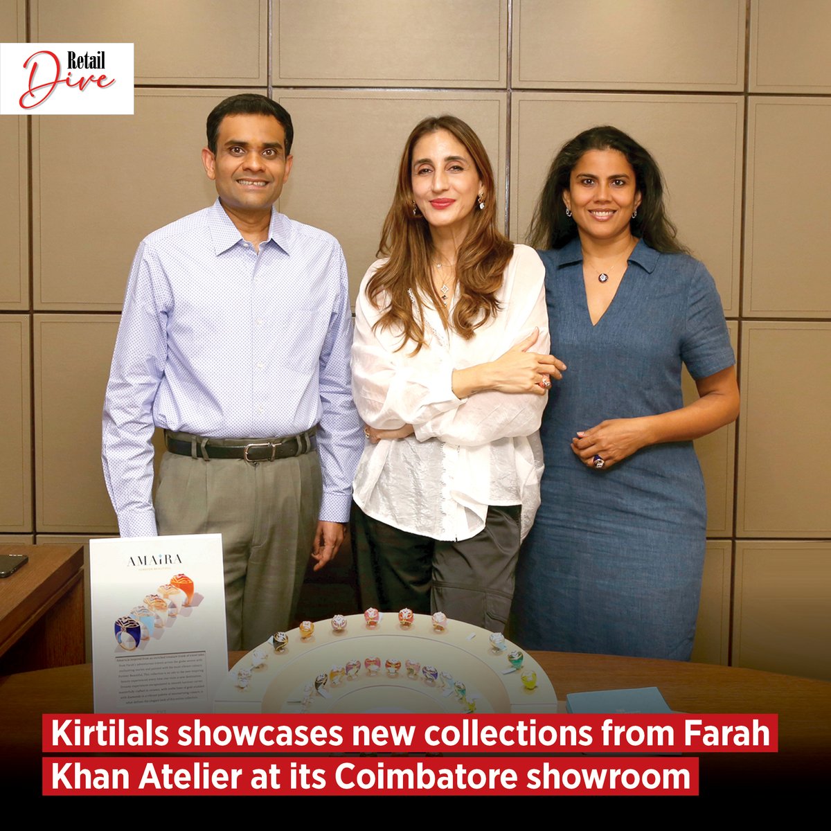 Fine diamond and gold jewellery brand @KirtilalsOnline is showcasing well known jewellery designer @FarahKhanAli ‘Farah Khan Atelier’ collection Tap here to read more: retailjewellerindia.com/kirtilals-show… #Theretailjreweller #Kirtilals #Farahkhanali #Business