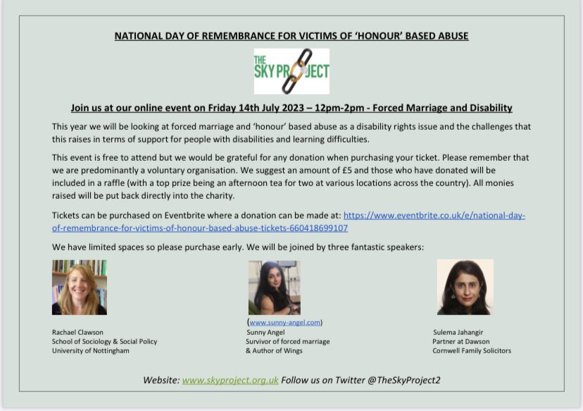 Please join The Sky Project for their free event (donations welcome) on 14th July - National Day of Remembrance for HBA victims. We have some fantastic speakers <a href="/777SunnyAngel/">Sunny Angel</a> <a href="/Dawson_Cornwell/">Dawson Cornwell</a> <a href="/RachaelEClawson/">Rachael Clawson</a> Purchase your tickets now at eventbrite.com/e/660418699107