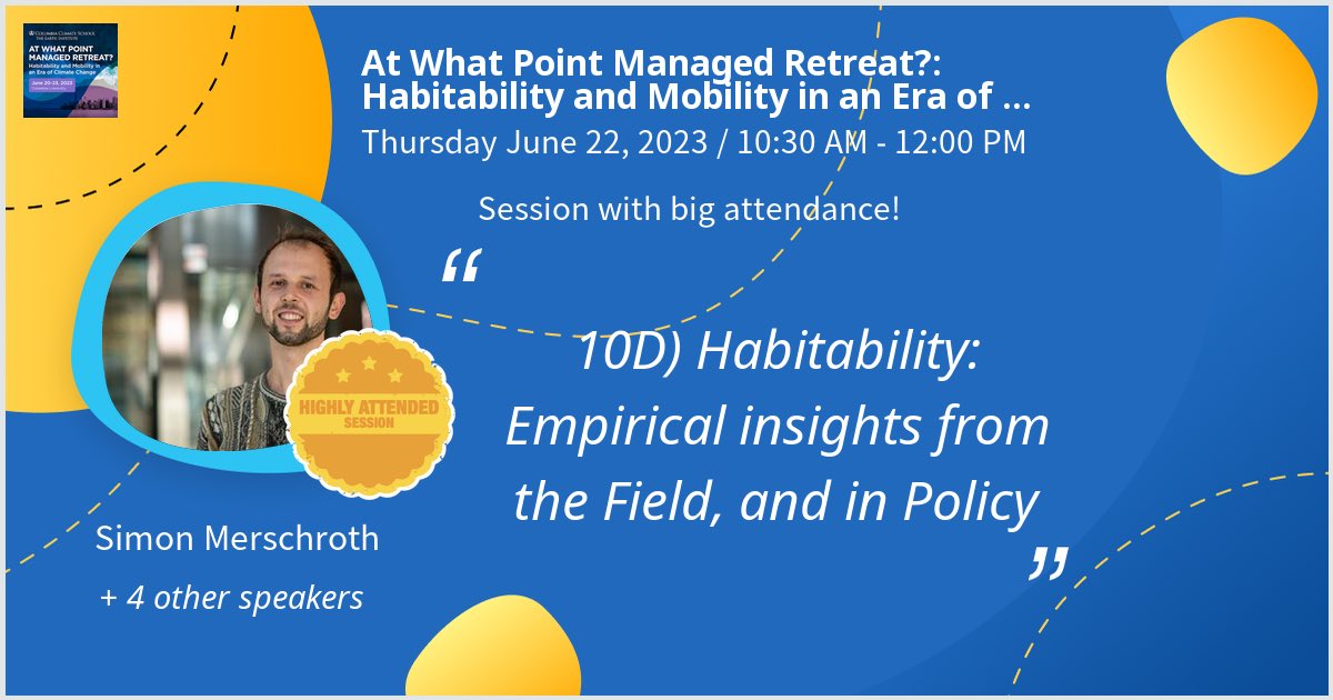 “Habitability is subjective and socially differentiated.” I will talk today at 4:30 PM CET at At What Point Managed Retreat?: Habitability and Mobility in an Era of Climate Change.@columbiaclimate ⁦@PSakdapolrak ⁦@hasterly⁩ ⁦@JnJanoth⁩ #ManagedRetreat