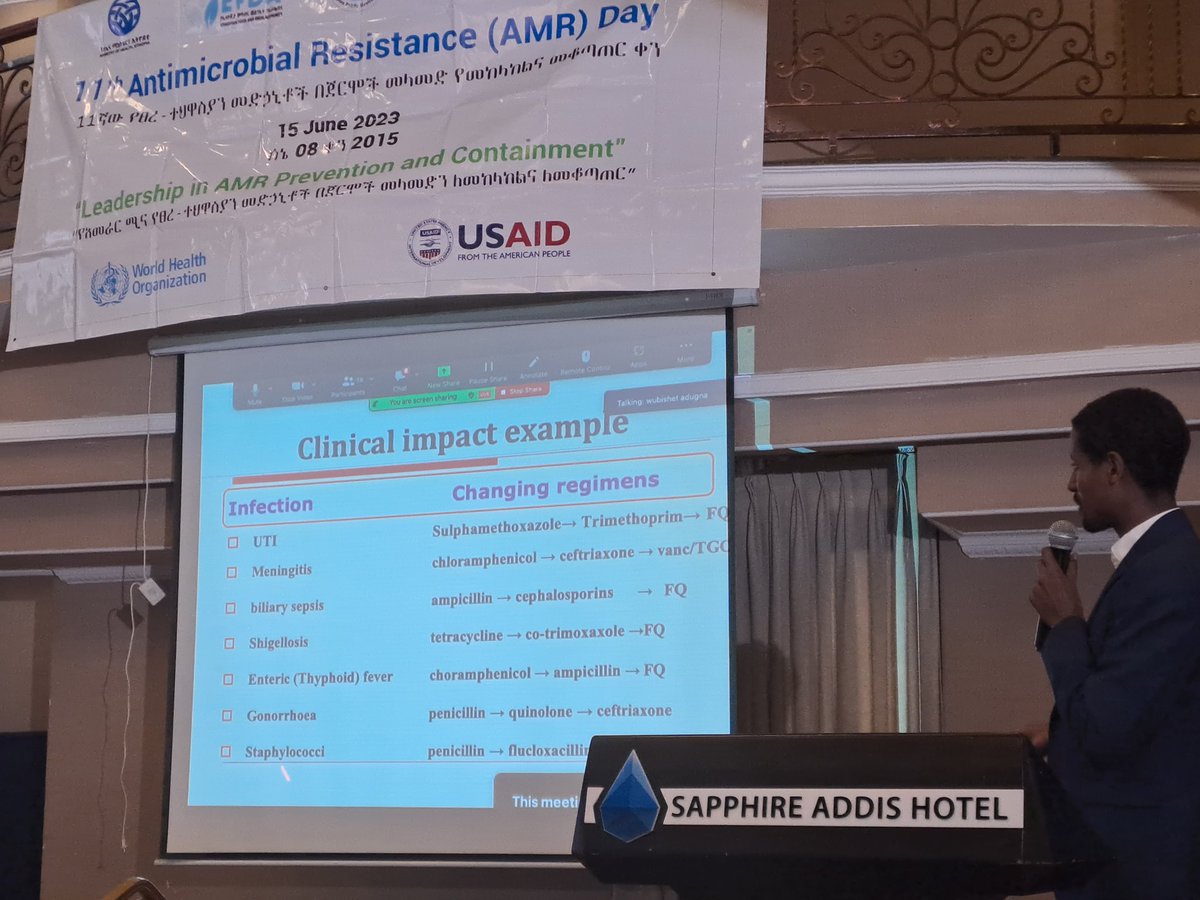 DrHussenTareq's tweet photo. Today 11th National AMR day celebration in Ethiopia 🇪🇹. Few countries organize National AMR day, #WHOsupport Representing WHO #keynote, #unityamongstakeholders #AMRresponse #WAAW2021 all stakeholders #FMoHealth #Ephiethiopia #WHO, #WHOETHIOPIA, #FAO, #WHOHQ #USAID #faoethiopia https://t.co/zZeVKZeuNg