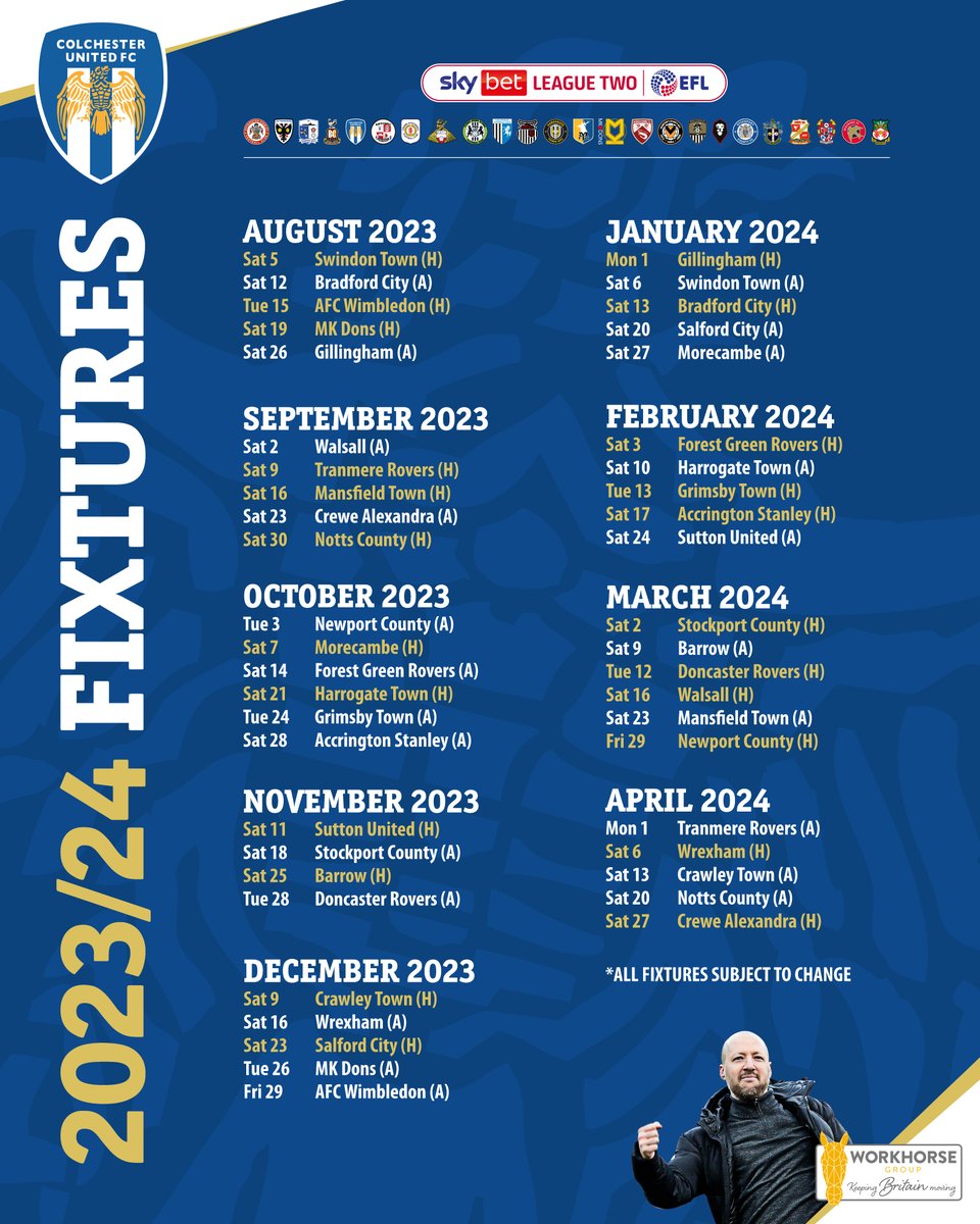 👊 𝐓𝐇𝐄 𝐅𝐈𝐗𝐓𝐔𝐑𝐄𝐒 𝐈𝐍 𝐅𝐔𝐋𝐋.

Which game are you most excited for?

#ColU | #WeAreUnited