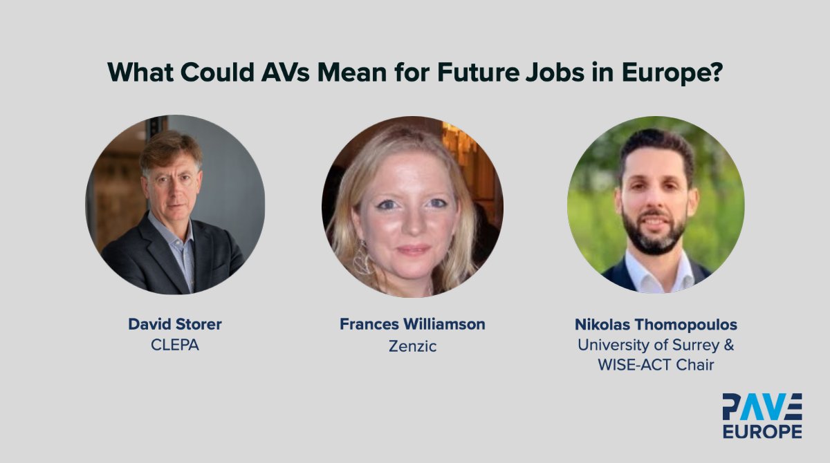 Did you miss our 5th virtual panel 'What Could AVs Mean for Future Jobs in Europe'? You can now find the full recording!

👉YouTube: youtu.be/O_6LIlGNI5Q
👉PAVECast: pavecast.buzzsprout.com/1904760/130673…

@ZenzicUK @UniOfSurrey @CLEPA_eu

#EuropeanYearOfSkills #autonomousvehicles