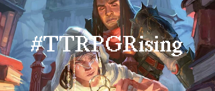 Hello #TTRPG community! It's time for #TTRPGRising !

> 1000 followers, show us what you're up to below, and interact with your fellow creators!
< 1000 followers, signal boost by Liking and Retweeting!

And if you'd be so kind, Follow me as well for bi-weekly D&D maps! <3