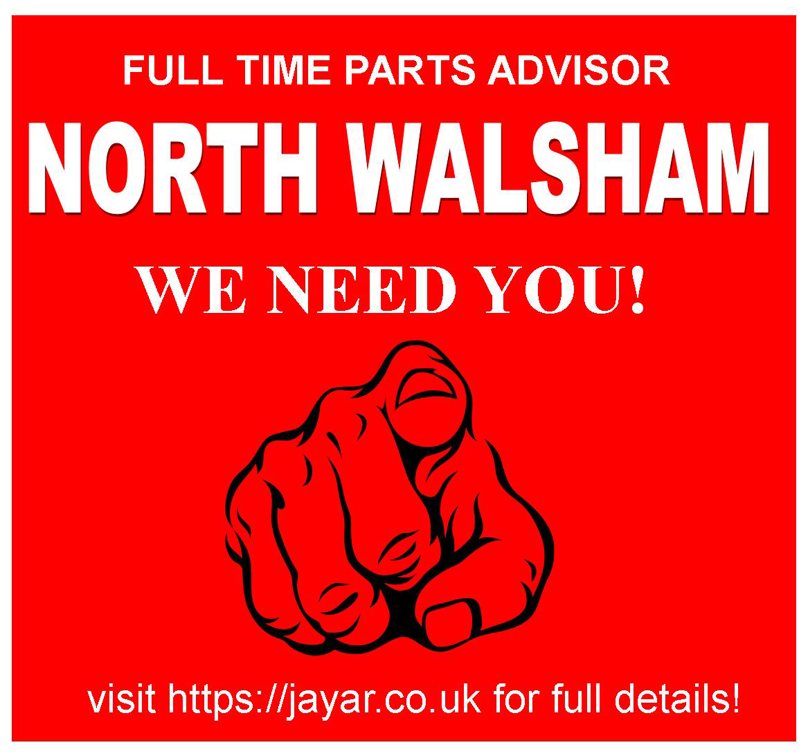 If car parts are your passion, we have an amazing opportunity for you!
We are looking for a full time Part's Advisor to join our team at our busy #NorthWalsham Branch.
For a full  job description & to apply, please visit
jayar.co.uk/jobs/full-time… Good Luck 👍 #norfolkjobs